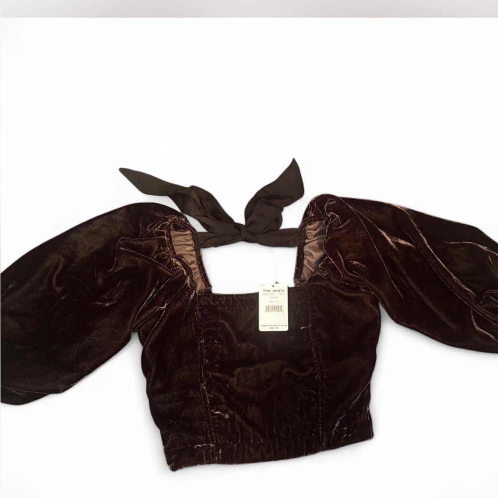 X SOLD X NWT Free People Black Velvet Top - Picture 5 of 6